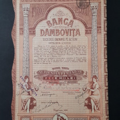 Actiune la purtator , 1928 , Banca Dambovita / titlu de 20 actiuni , Targoviste
