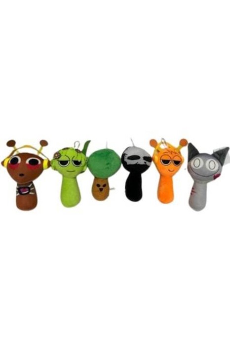 Set 6 jucării de pluș Sprunki, 23 cm, multicolore