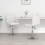 Cumpara ieftin Scaune de bucătărie, 2 buc., alb, piele ecologică