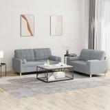 VidaXL Set de canapele cu perne, 2 piese, gri deschis, material textil