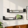 VidaXL Rafturi de perete cu bare, 2 buc, negru, 80x16x14 cm