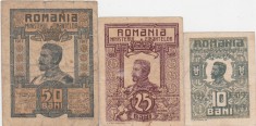 ROMANIA 10 BANI 1917, 25 BANI 1917, 50 BANI 1917 Ferdinand F+ foto