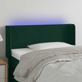 vidaXL Tăblie de pat cu LED, verde &icirc;nchis, 103x16x78/88 cm, catifea 3123141