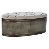Banchetă DKD Home Decor Bej Metal Poliester Maro &icirc;nchis (121 x 44 x 47,5 cm)