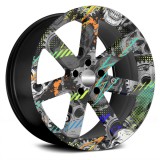 Folie decor jante auto fjt-20, set 4 bucati, &Atilde; 60 cm, autoadeziva, imprimata ecosolvent, rezistenta uv si intemperii