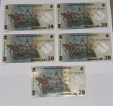 5 bancnote 20 DE LEI (serii consecutive)