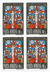 Romania, LP 1309/1993, Sfintele Pa?ti, bloc de 4 timbre, eroare, MNH foto