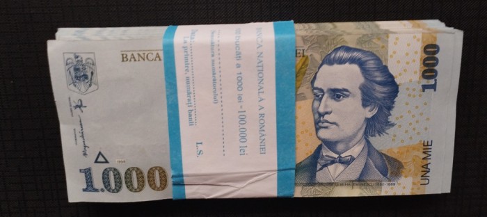 ROM&Acirc;NIA 1000 LEI 1998 100 BUC UNC