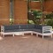 vidaXL Set mobilier de grădină cu perne, 6 piese, alb, lemn masiv pin 3096684