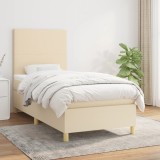Cumpara ieftin Gossi pat box spring cu saltea, crem, 100x200 cm, textil