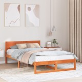VidaXL Cadru de pat Maro cerat Lemn masiv de pin 135 x 190 cm Simplu