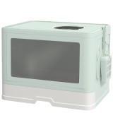 PawHut Litieră de nisip pentru pisici cu Capac, Intrare Dublă, Sertar, Lopățică, Verde | Aosom Romania
