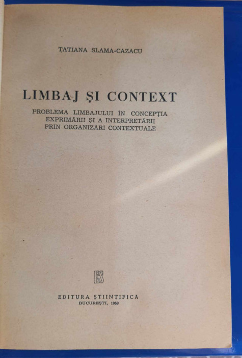 Limbaj și context -, Tatiana Slama - Cazacu