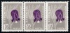 Romania 1957, LP 432 b, Flora carpatina, valoarea de 1,75 Lei cu &quot;M&quot;, in straif de 3 (la mijloc), MNH! FOARTE RARA!!!, Nestampilat