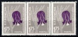 Romania 1957, LP 432 b, Flora carpatina, valoarea de 1,75 Lei cu &quot;M&quot;, in straif de 3 (la mijloc), MNH! FOARTE RARA!!!