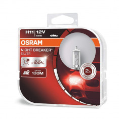 Set 2 becuri auto cu halogen pentru proiector Osram NIGHT BREAKER SILVER H11 12V 55W PGJ19-2 , 64211NBS Kft Auto