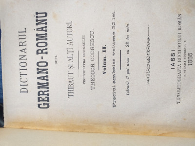 Dictionar german-roman- 1886 Codrescu foto
