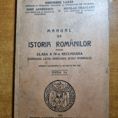 manual de istoria romanilor pentru clasa a 4-a secundara (clasaa 8-a ) anul 1936