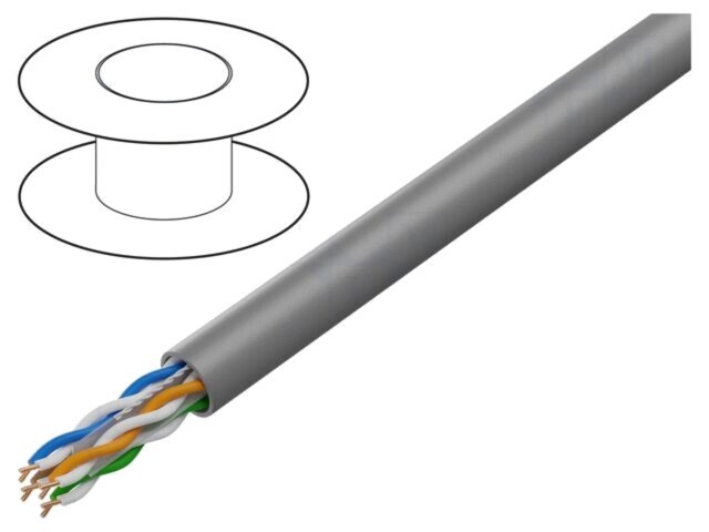 Cablu LANBERG U/UTP Cat 6 305m gri PVC CCA 4x2x23AWG neechipat
