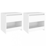 vidaXL Noptiere, 2 buc., alb, 40x30x39 cm, lemn prelucrat