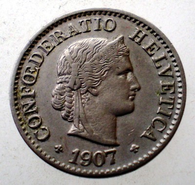 7.025 ELVETIA 5 RAPPEN 1907 B foto