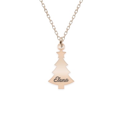 Magic Tree - Colier personalizat bradut si nume din argint 925 placat cu aur roz foto
