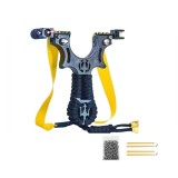 Cumpara ieftin Set praștie de precizie din rasina cu laser si 100 bile metalice 7 mm DEPOX&reg;, 2 elastice de rezervă, 11 cm, negru
