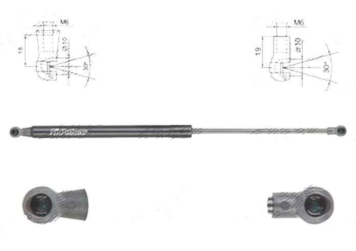 Amortizor capota spate, echilibror haion Dacia Sandero, 10.2012-, Stanga = Dreapta, Lungime, Cursa, Forta: 471 mm, 200 mm, 400 N, Hatchback