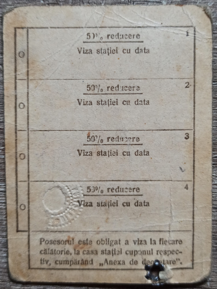 Carte de identitate CFR, cls. III 1948 | Okazii.ro