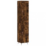 Dulap inalt, stejar fumuriu, 34,5x34x180 cm, lemn prelucrat