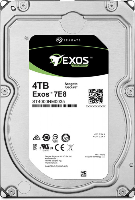 Hard Disk ENTERPRISE Seagate Exos 7E8 4TB, 128MB, ST4000NM0035, 3.5 inci, desktop, server, DVR, second hand