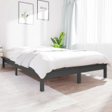 Cadru de pat, gri, 160x200 cm, lemn masiv de pin, vidaXL