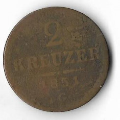 Moneda 2 kreuzer 1851 G, Baia Mare - Austria
