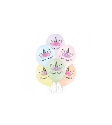 Set 6 baloane cu cap de Unicorn, colorate 30 cm foto