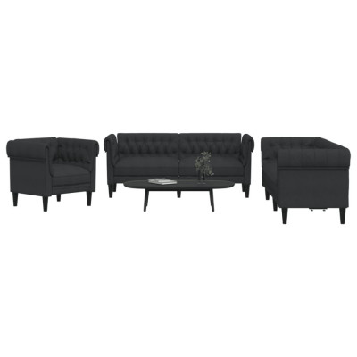 Set de canapele, 3 piese, negru, textil GartenMobel Dekor foto