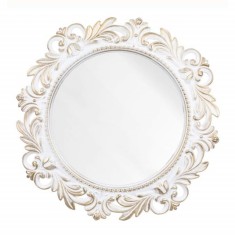 Oglinda decorativa eleganta de perete Pufo Glorious, rotunda, 48 cm, alb