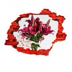 Autocolant decorativ, Gaura in perete, Arbori si flori, Multicolor, 83 cm, 329ST-2