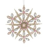 Ornament Brad de Craciun Fulg 3D Bej cu Glitter și Cristale, CMCLASS
