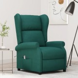 VidaXL Fotoliu rabatabil electric cu spătar aripi, verde &icirc;nchis,textil 3098325