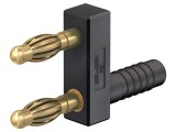 Conector banană 4mm ST&Auml;UBLI aurit 32A negru 43mm stacabil