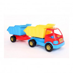 Camion de jucarie tip basculanta cu remorca pentru copii, 70 cm-Culoare Galben