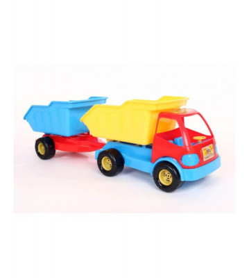 Camion de jucarie tip basculanta cu remorca pentru copii, 70 cm-Culoare Galben foto