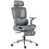 HOMCOM Scaun de birou ergonomic cu cotiere 6D, tetieră și ad&acirc;ncimea șezutului reglabile, plasă, gri | Aosom Romania
