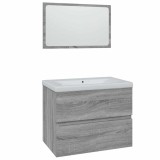Cumpara ieftin Set de mobilier de baie, gri sonoma, lemn prelucrat