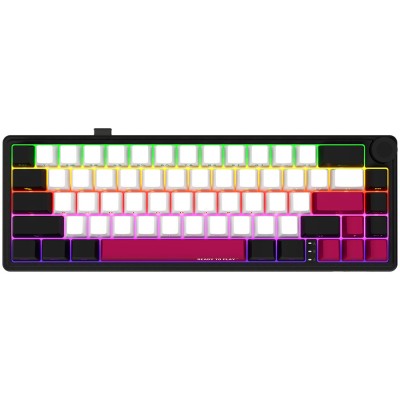 Wireless mechanical gaming keyboard Pro, 2.4 GHz, BT, RGB Backlight, 16 modes, 66 keys, 50M presses, multimedia knob, built-in 3750 mAh battery, Hot S foto