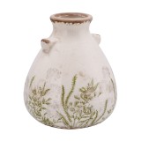 Cumpara ieftin Vaza flori ceramica bej verde Salas 17 x 19,5 cm