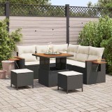 Cumpara ieftin Set de canapele pentru grădină cu pernă 8 pcs Negru Rattan poli
