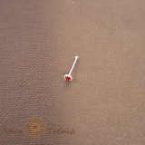 Piercing pentru nas din argint cu cristal zirconia rosu - realizat in Thailanda