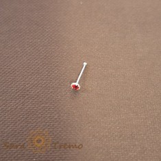 Piercing pentru nas din argint cu cristal zirconia rosu - realizat in Thailanda