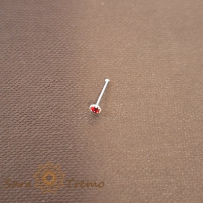 Piercing pentru nas din argint cu cristal zirconia rosu - realizat in Thailanda foto